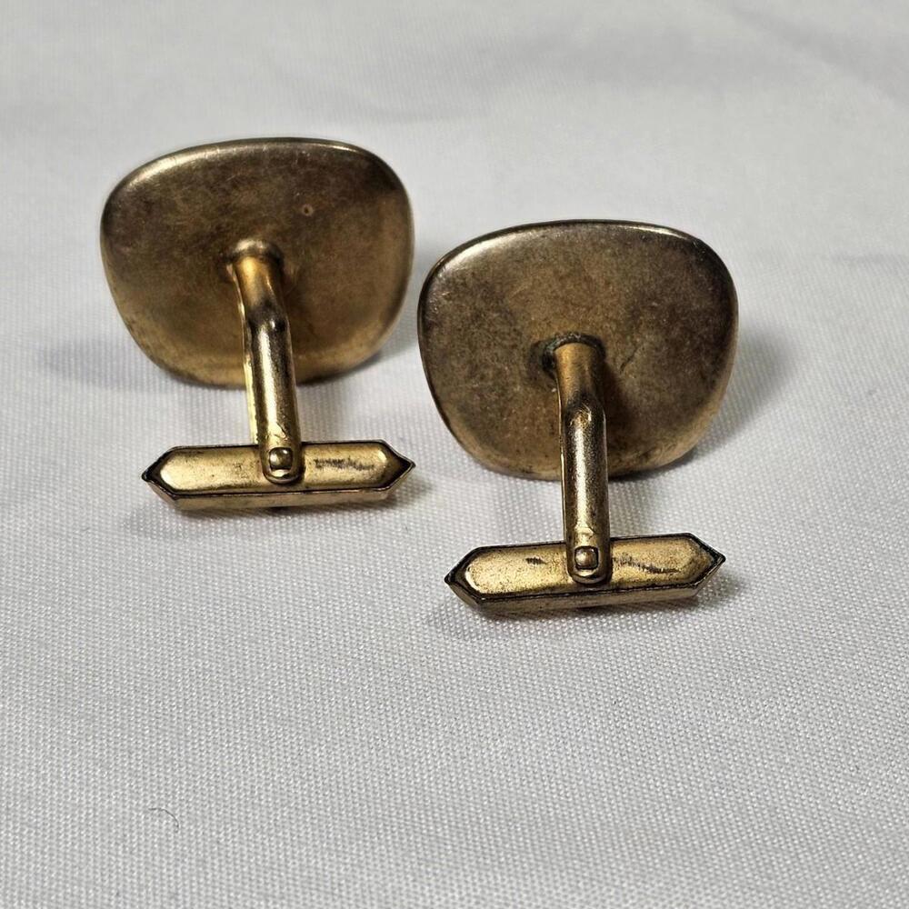 Vintage MCM Cufflinks MOP Mother Of Pearl Gold Tone Cuff Links - Picture 6 of 7